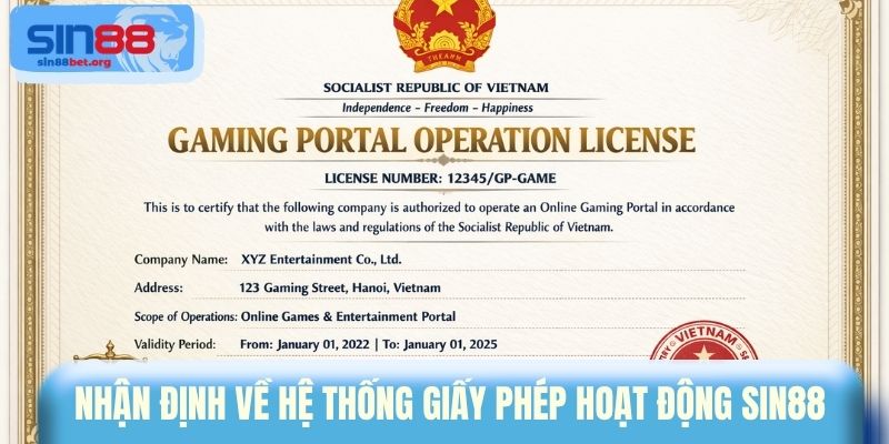 Nhận định về hệ thống giấy phép hoạt động Sin88